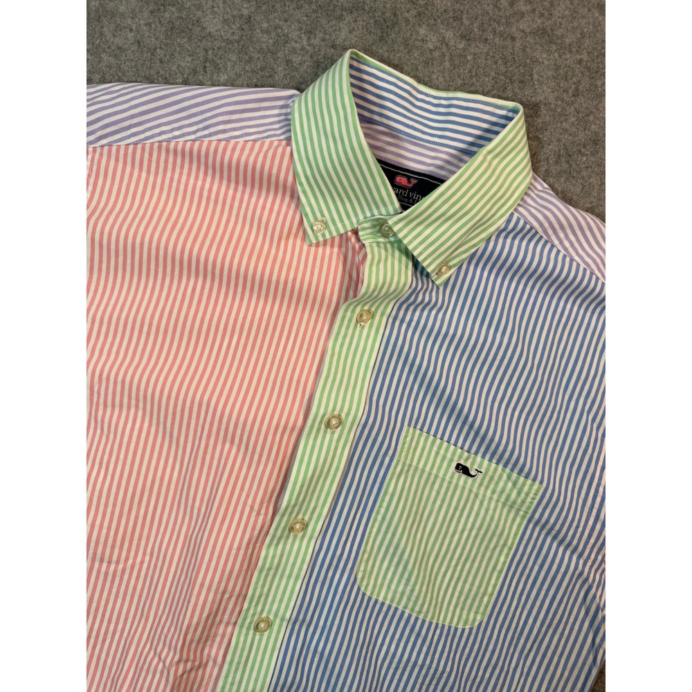 Vineyard Vines Tucker Shirt Mens Medium Multi Color Stripe Button Down Cotton‎